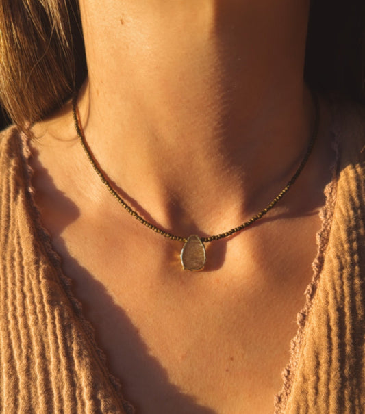 Collar Gaia Café - Cuarzo Rutilado