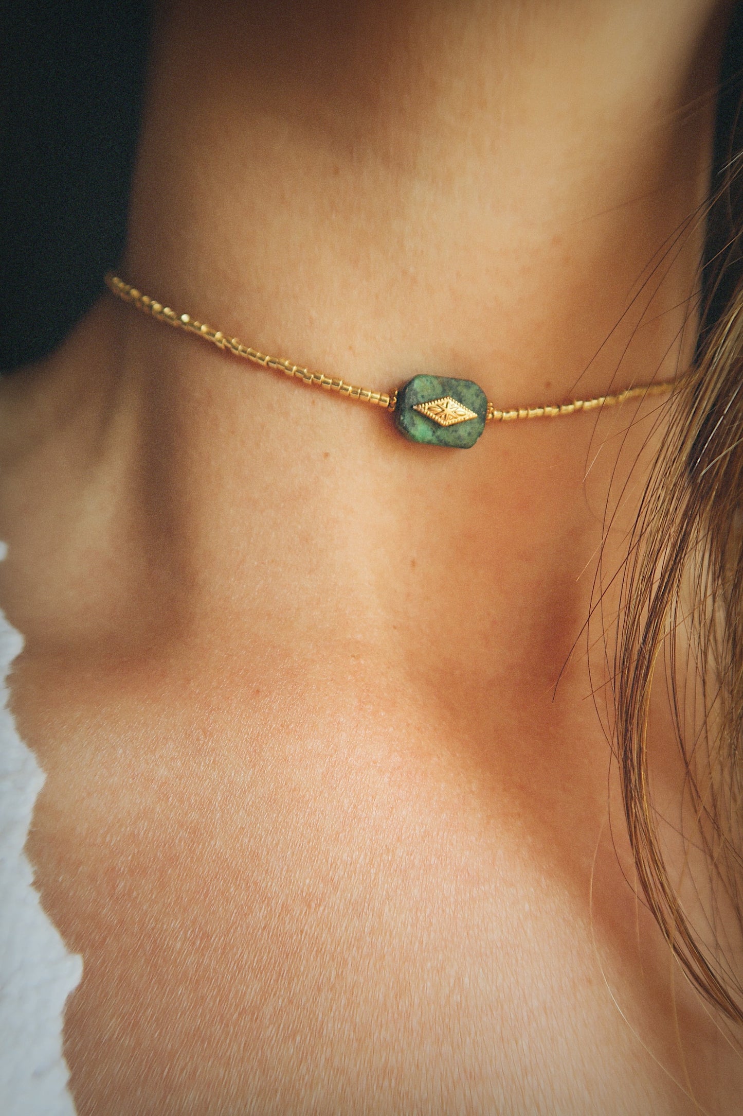 Choker Delia Turquesa Africana Dorado