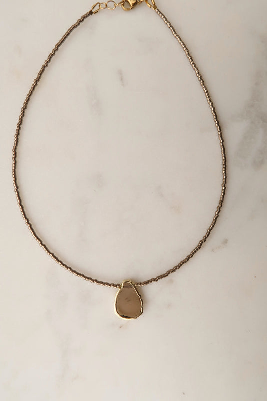Collar Gaia Café Metalizado - Cuarzo Ahumado