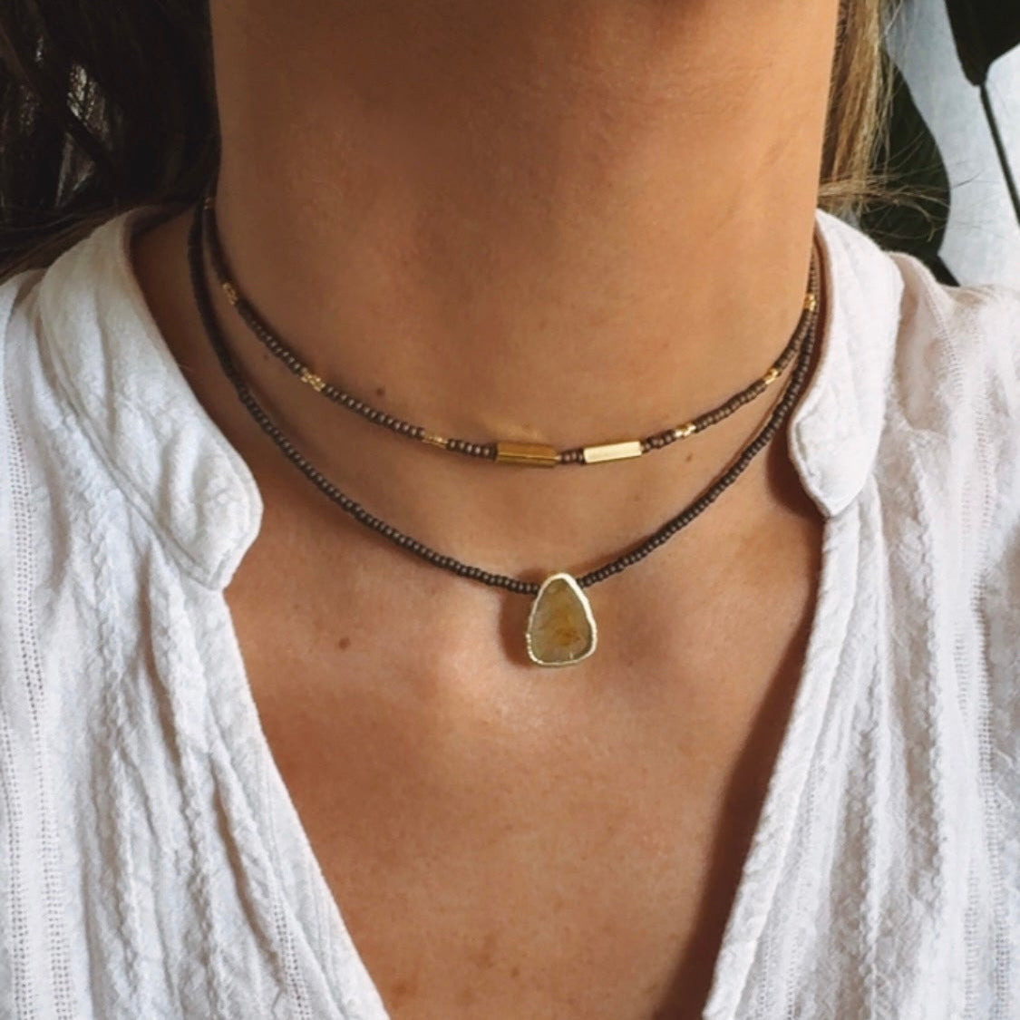 Collar Gaia Café - Cuarzo Rutilado