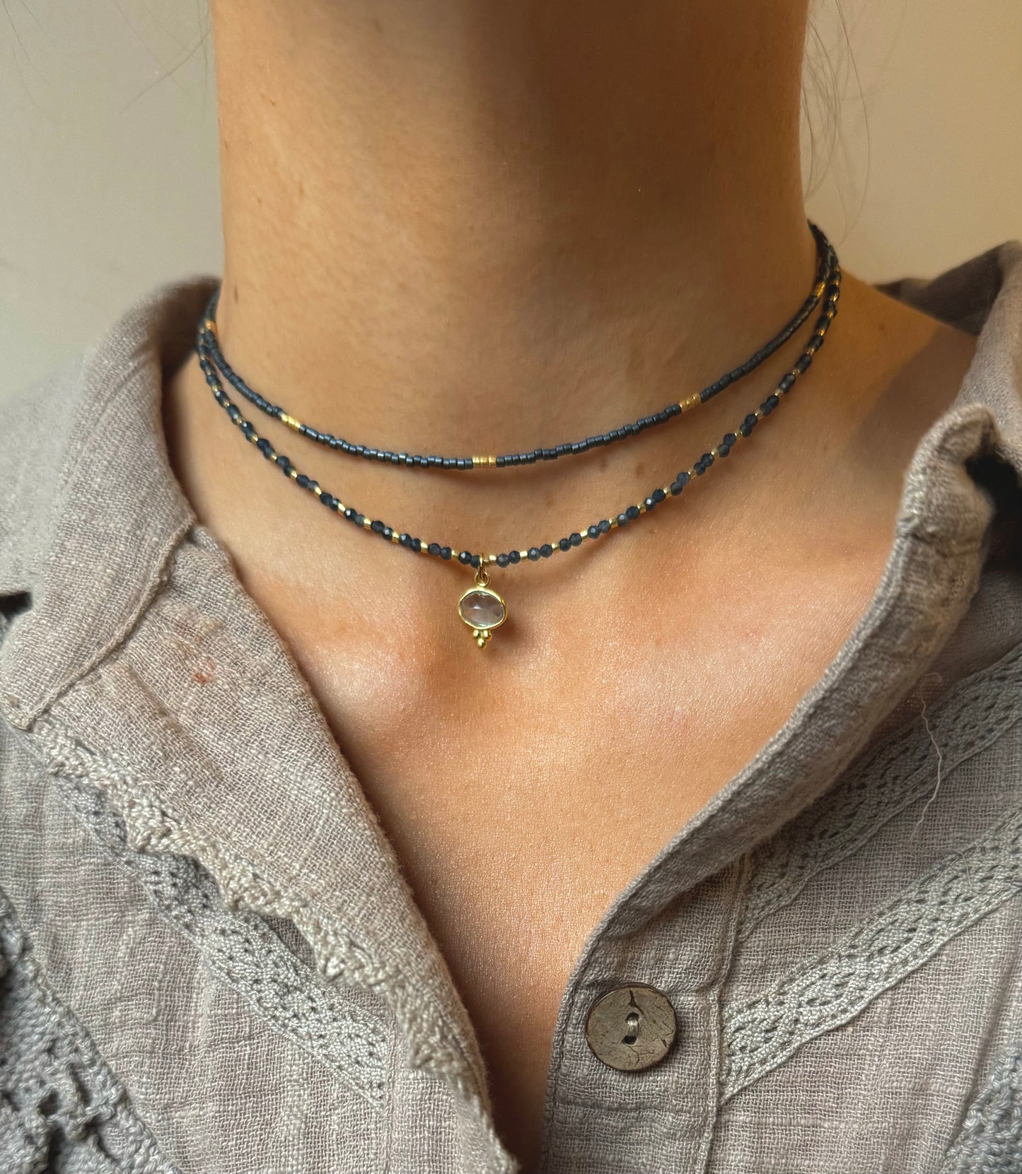 Collar Félix Ágata Azul y Topacio