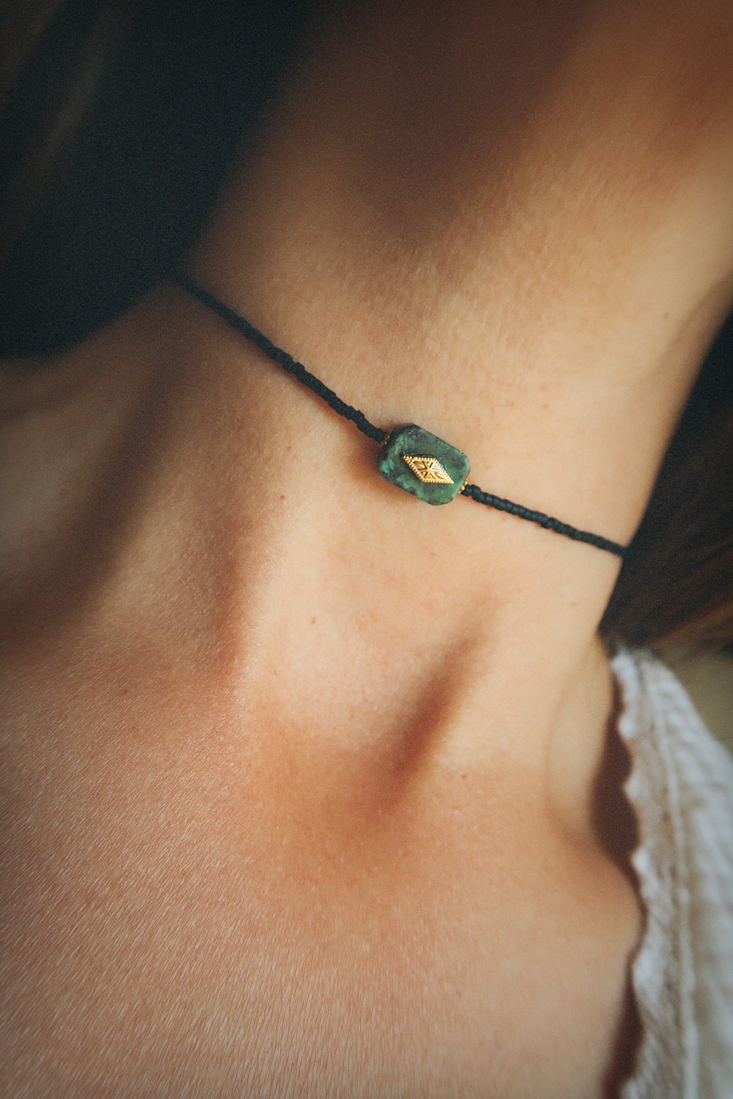 Choker Delia Turquesa Africana Negro