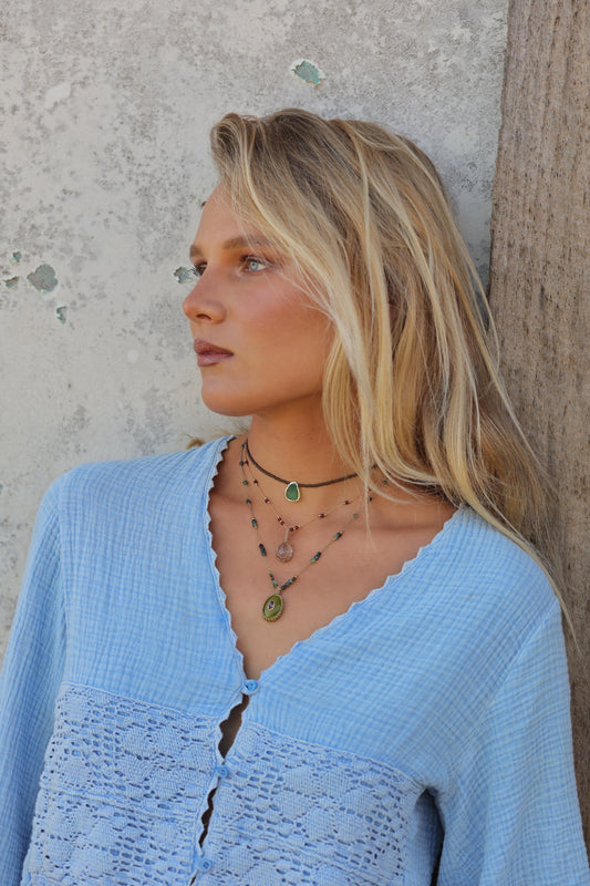 Collar Gaia Café - Ónix Verde