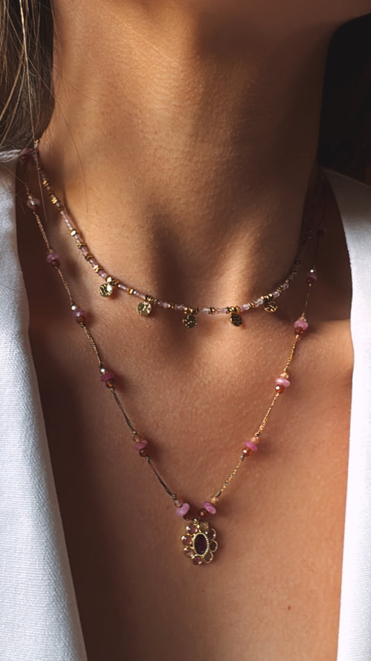 Collar Fleur Ágata Rosa