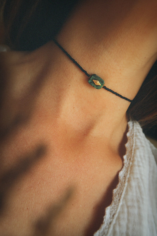 Choker Delia Turquesa Africana Negro