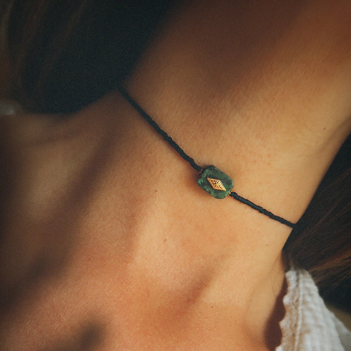 Choker Delia Turquesa Africana Negro