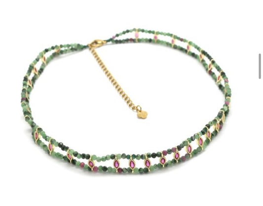 Choker Maya Rubí Zoisita