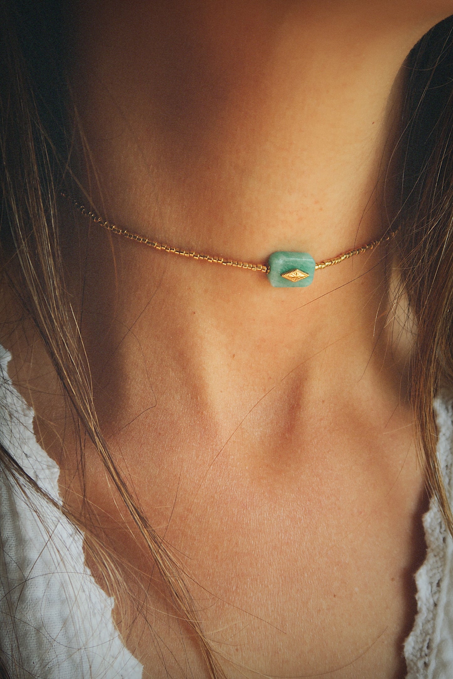 Choker Delia Amazonita Dorado