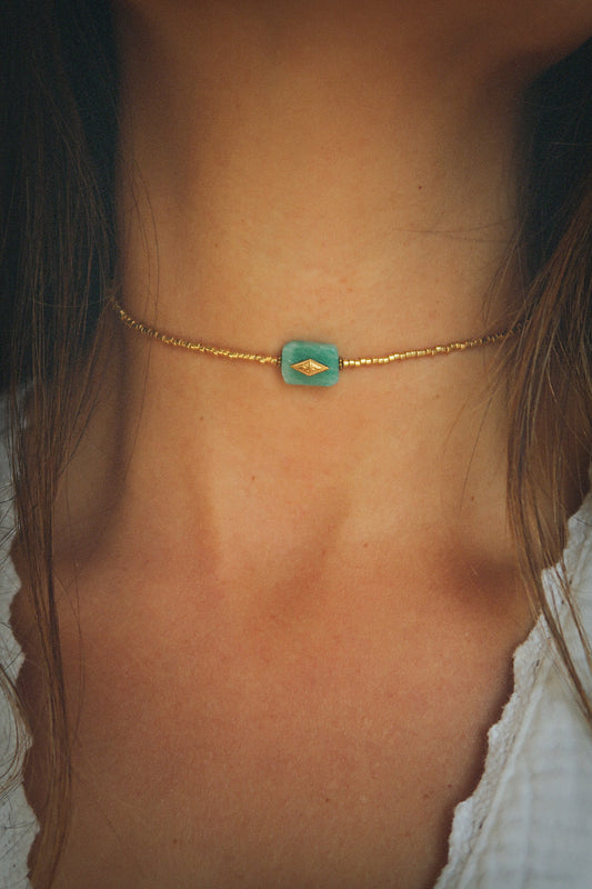 Choker Delia Amazonita Dorado