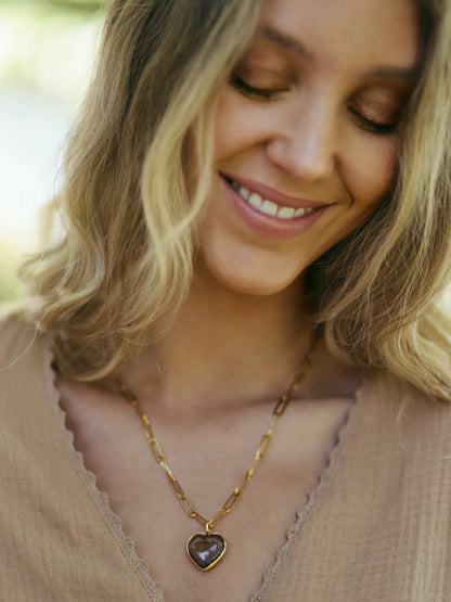 Collar Cuore Cuarzo Ahumado