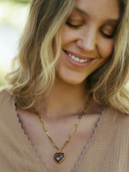 Collar Cuore Cuarzo Ahumado