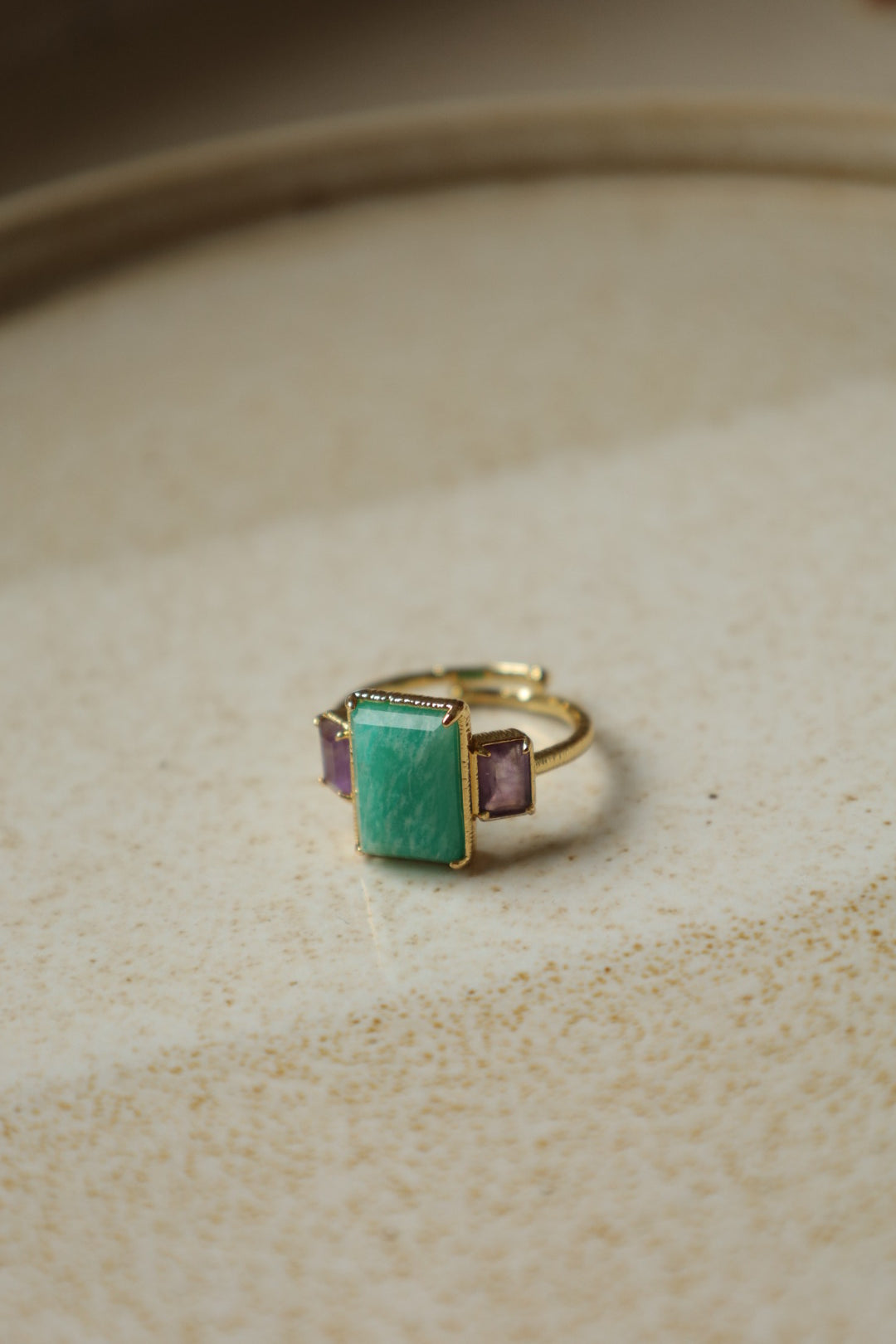 Anillo Fez Amazonita y Amatista