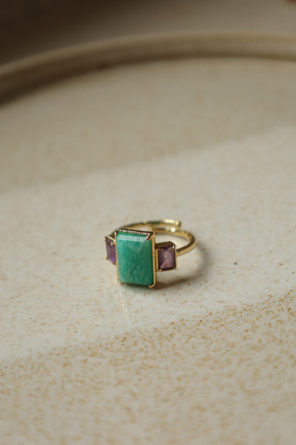 Anillo Fez Amazonita y Amatista