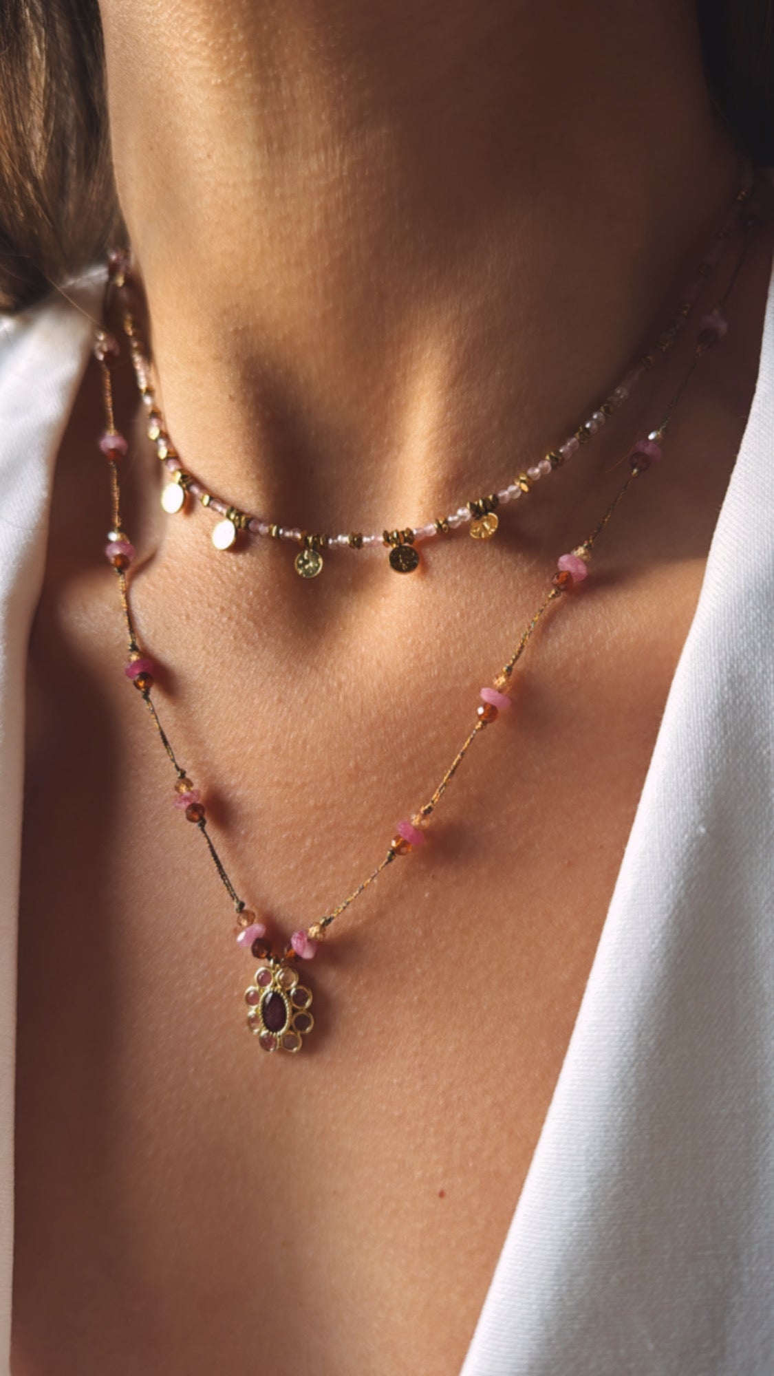 Collar Fleur Ágata Rosa