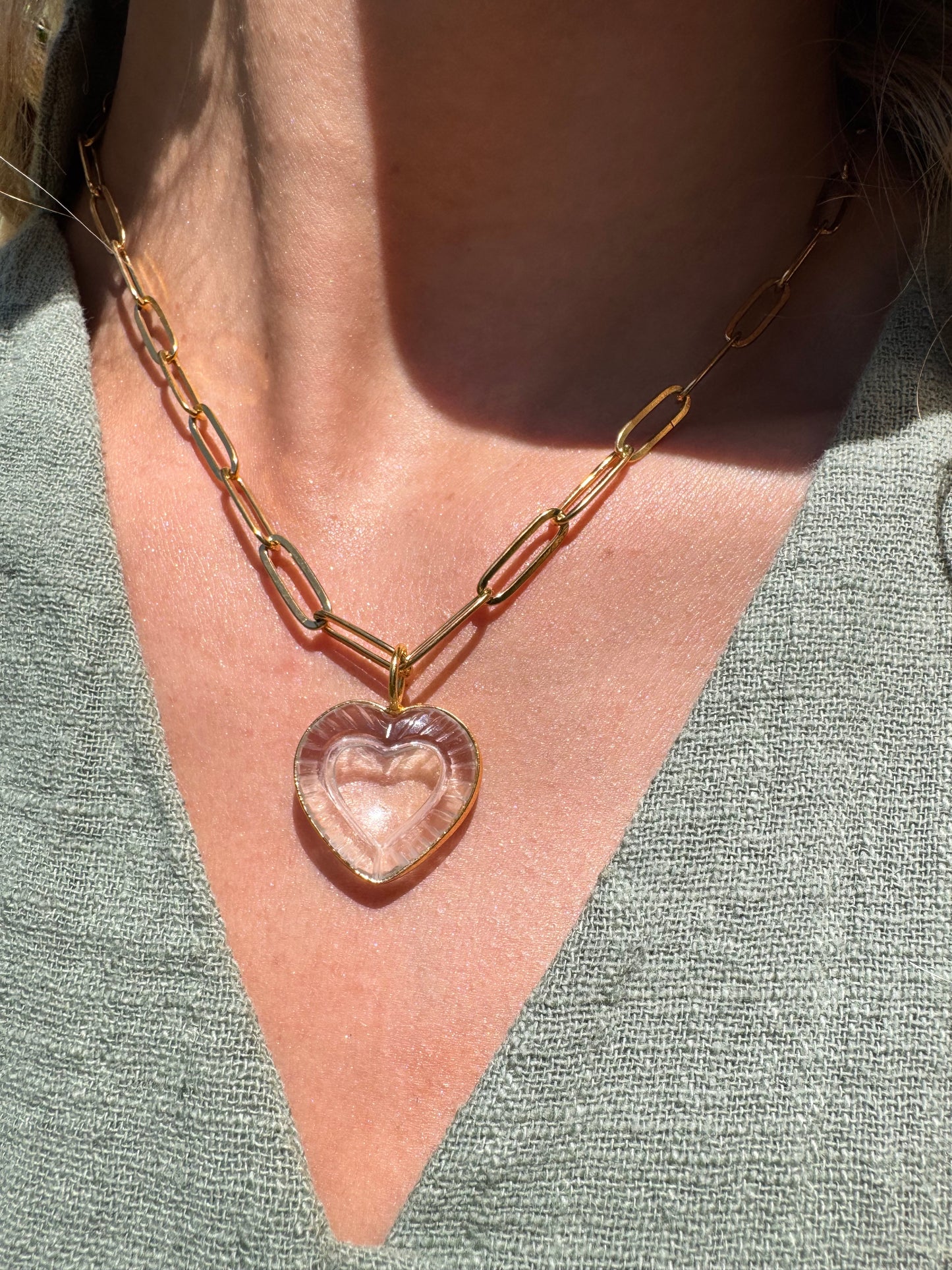 Collar Cuore Cuarzo Transparente