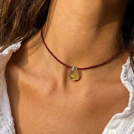 Collar Gaia Burdeo - Cuarzo Rutilado