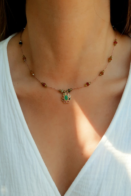 Collar Fleur Ónix Verde