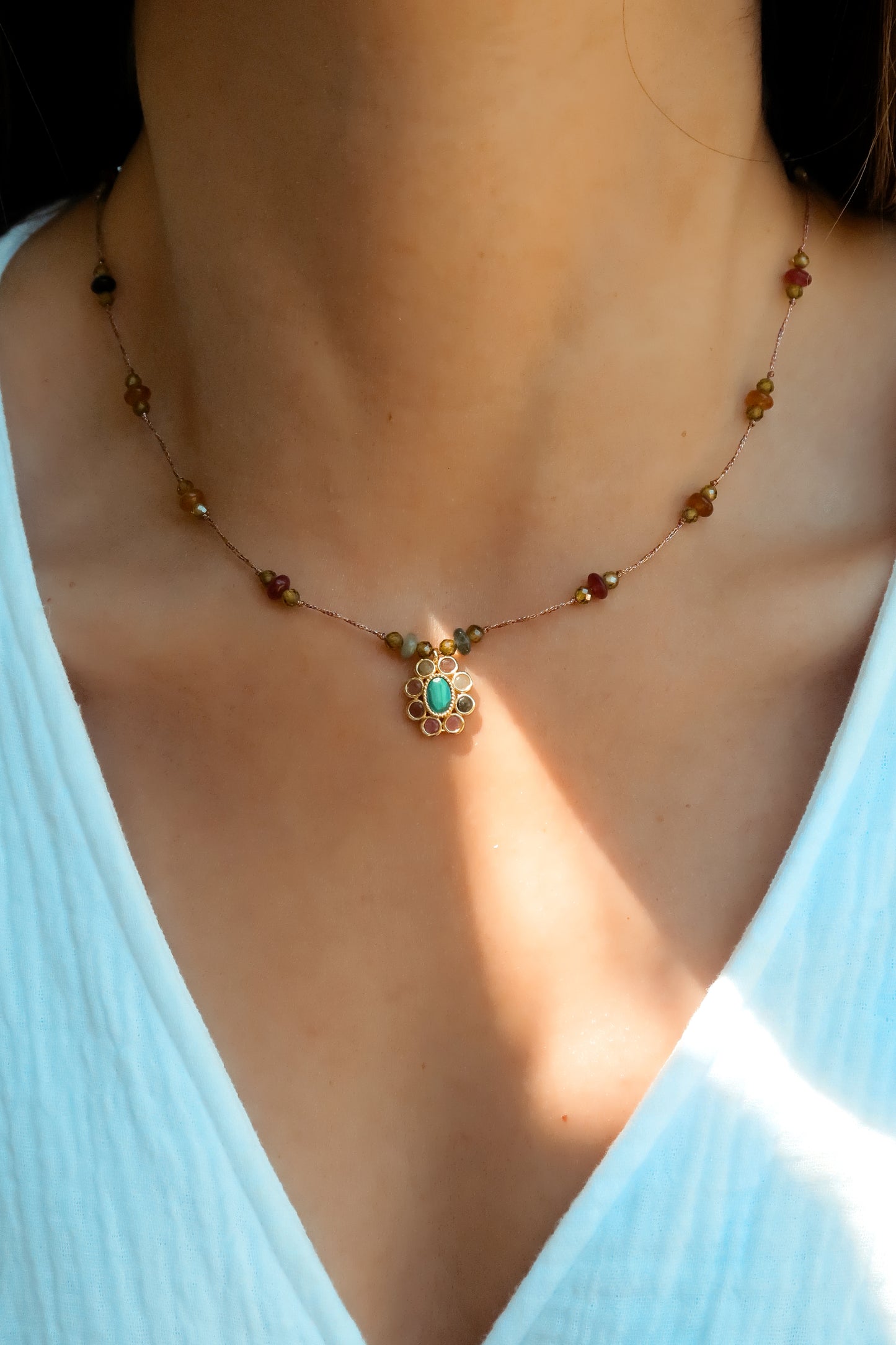 Collar Fleur Ónix Verde