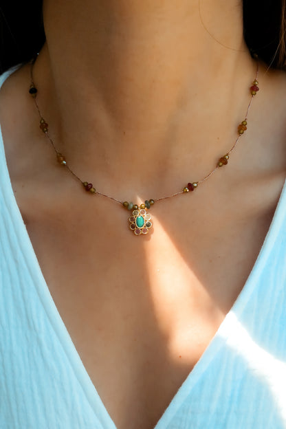 Collar Fleur Ónix Verde