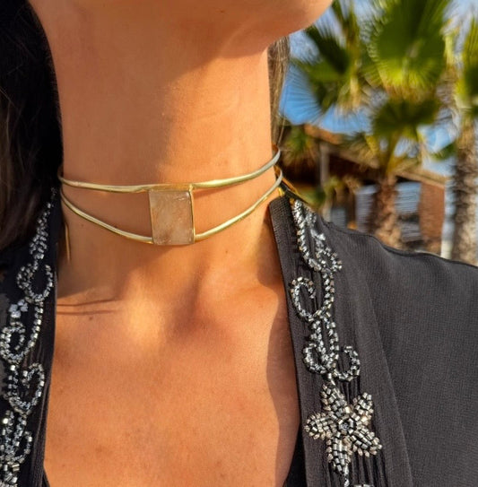 Choker Creta Cuarzo Rutilado