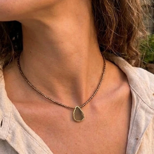 Collar Gaia Café Metalizado - Cuarzo Ahumado