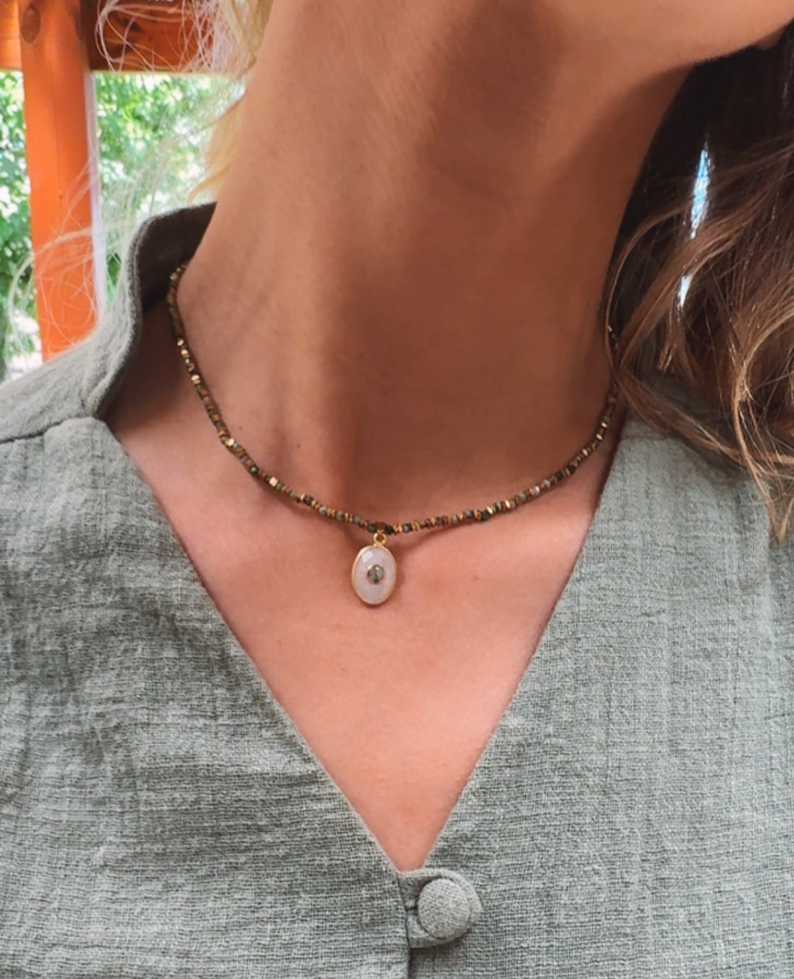 Collar Ana Turquesa Africana-Moonstone