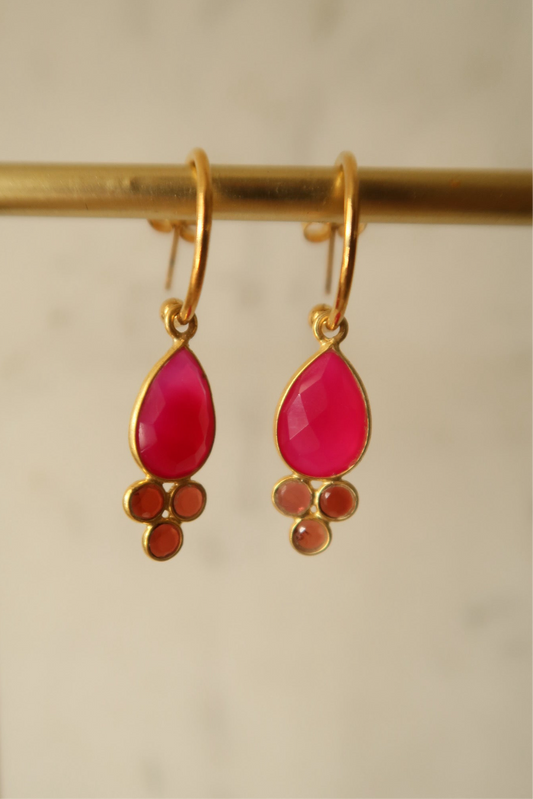Aros Triana Calcedonia Fucsia