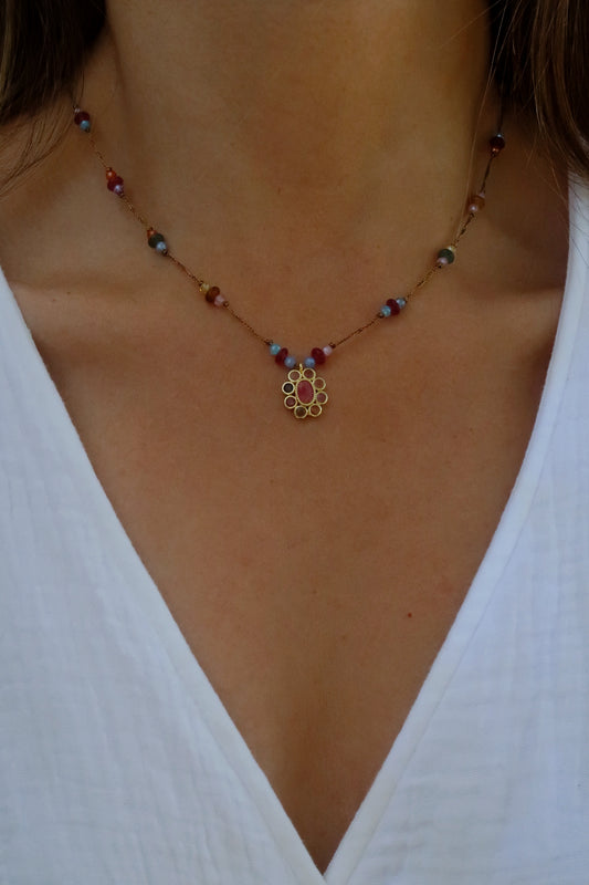 Collar Fleur Ópalo Rosa