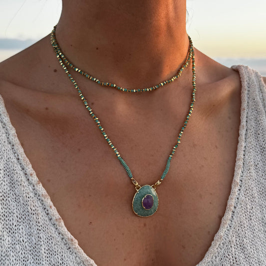 Collar doble Elise Amazonita