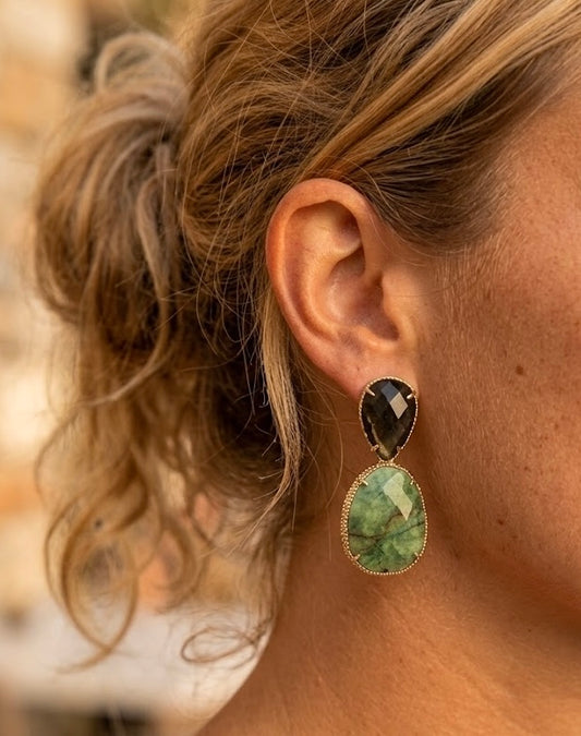 Aros Gina Turquesa Africana y Onix