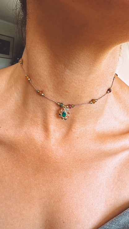 Collar Fleur Ónix Verde