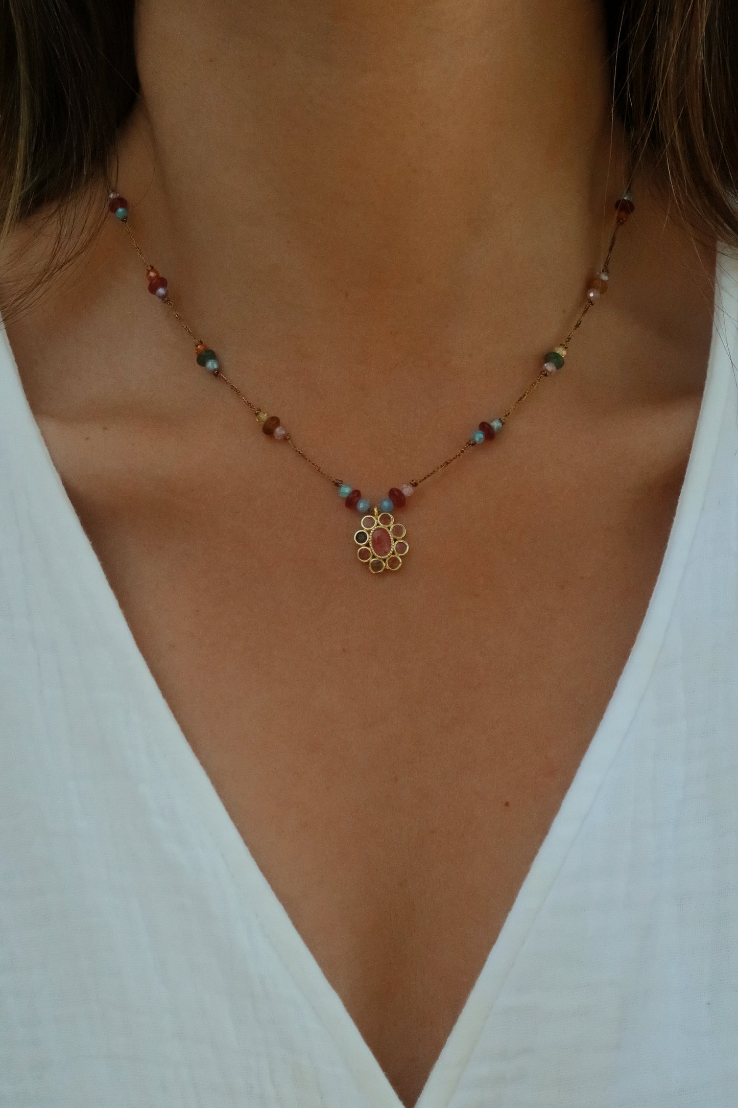 Collar Fleur Ópalo Rosa