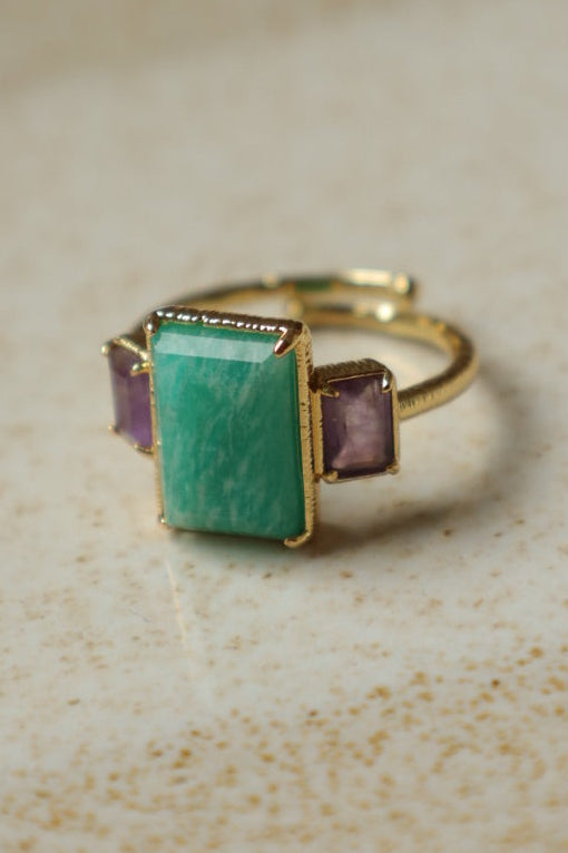 Anillo Fez Amazonita y Amatista