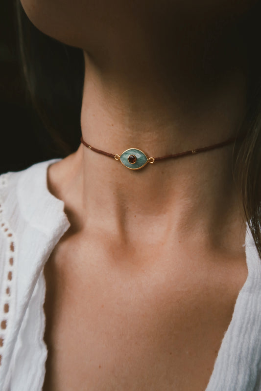 Choker Paris Amazonita Burdeo