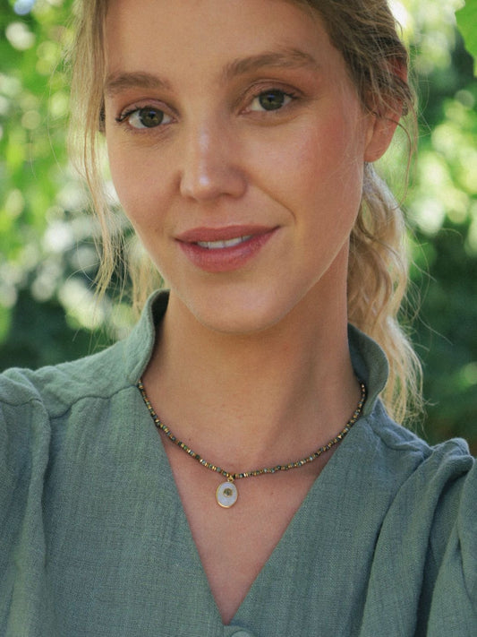 Collar Ana Turquesa Africana-Moonstone