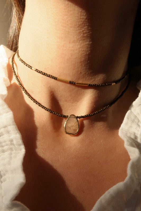 Collar Gaia Café - Cuarzo Rutilado