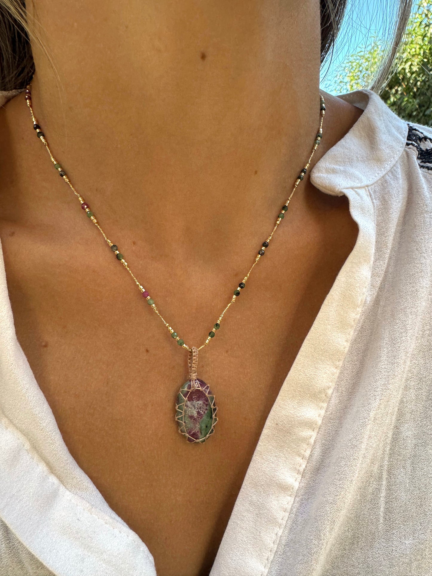 Collar Jaipur Rubí Zoisita #3