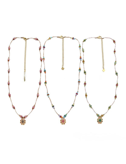 Collar Fleur Ágata Rosa