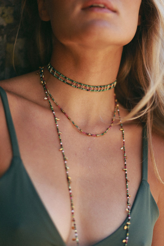 Choker Maya Rubí Zoisita