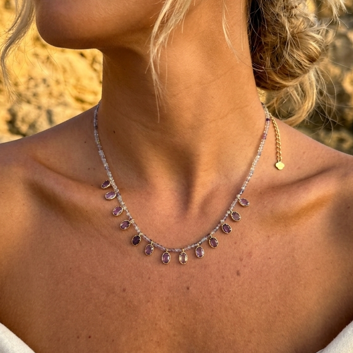 Collar Lena Fluorita/Amatista
