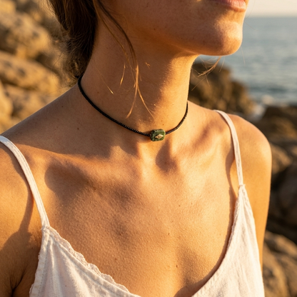 Choker Delia Turquesa Africana Negro