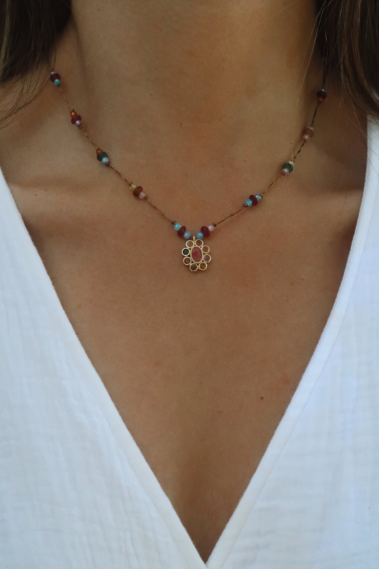 Collar Fleur Ópalo Rosa