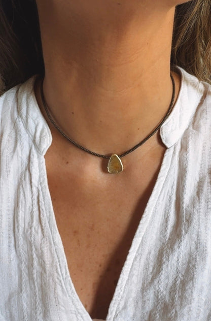 Collar Gaia Café - Cuarzo Rutilado