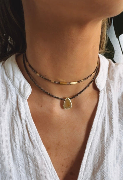 Collar Gaia Café - Cuarzo Rutilado