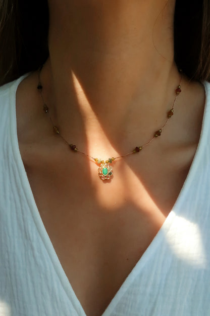 Collar Fleur Ónix Verde