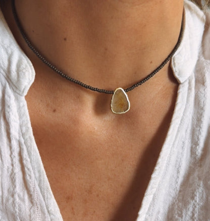 Collar Gaia Café - Cuarzo Rutilado