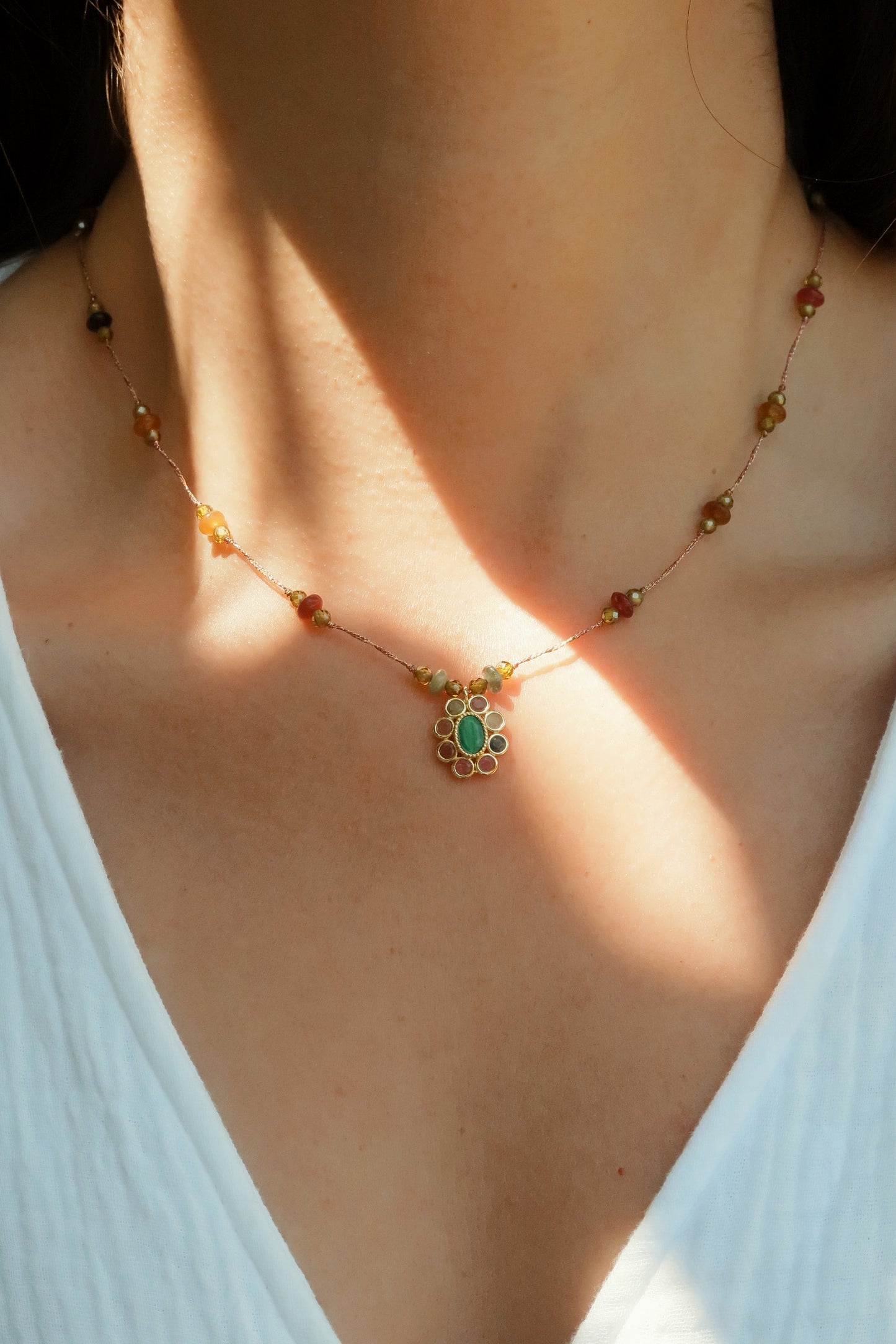 Collar Fleur Ónix Verde