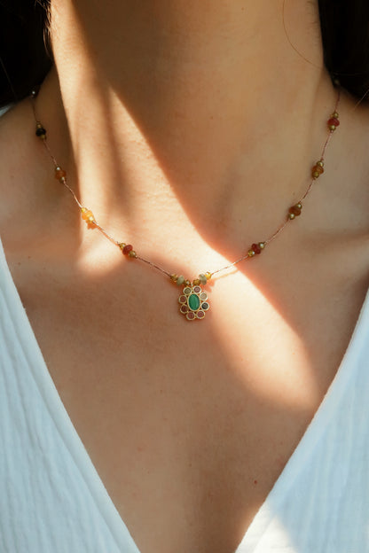 Collar Fleur Ónix Verde