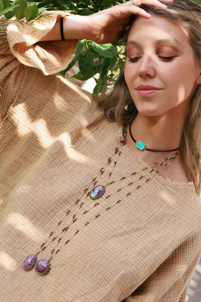 Choker Viena Granate-Howlita