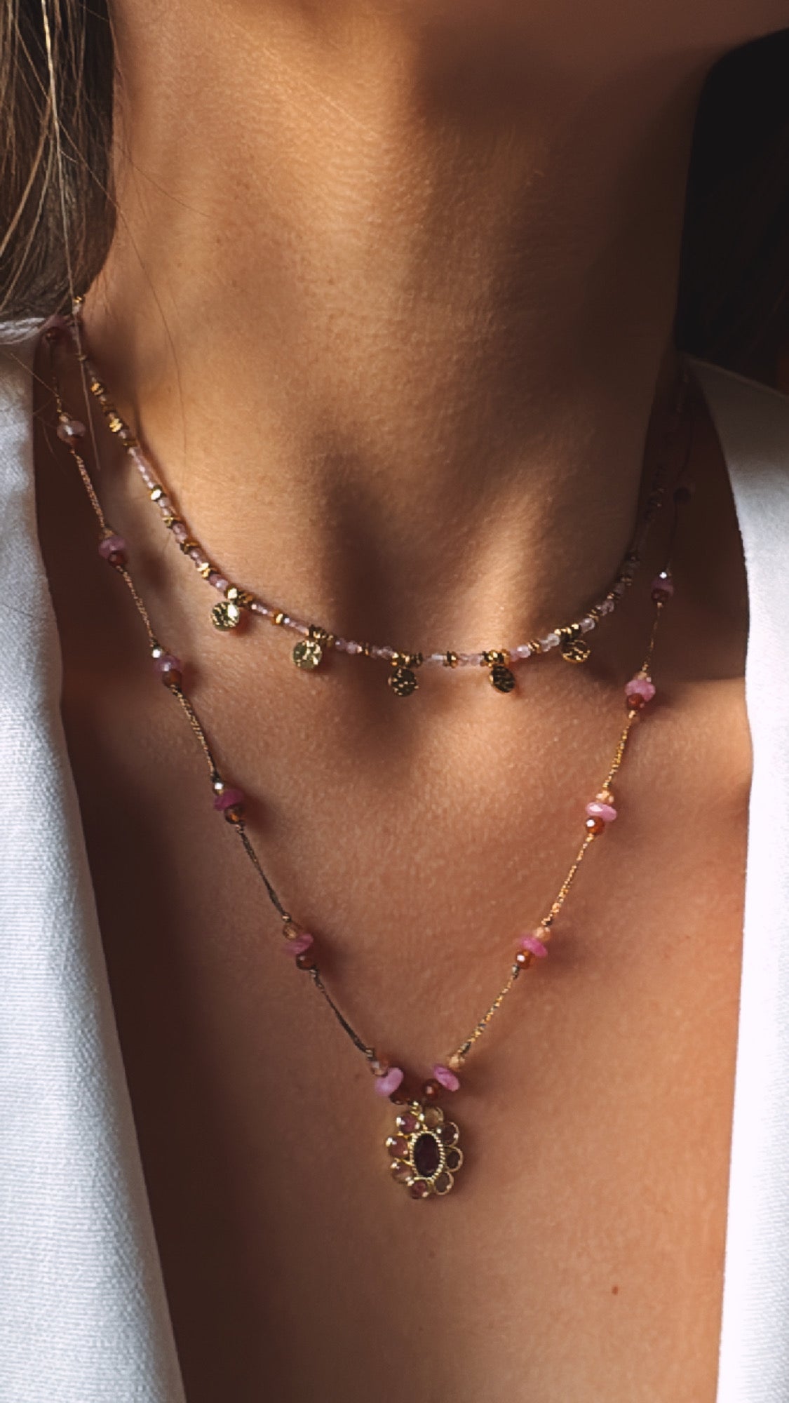 Collar Fleur Ágata Rosa